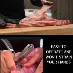 OBOSOE Rostfritt Stål Revbensskinnare - Membranavlägsnare för BBQ-entusiaster & Kockar Med Bågklämma & Anti-Slip Grepp - Ta Enkelt Bort Revbensmembran | CDON