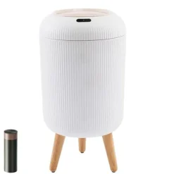 OBOSOE Smart sopkorg med lock, Rund sopkorg med ben, Vattentät beröringslös sopkorg, Avfallskorg för sovrum, Badrum, Kök, Vardagsrum, Kontor