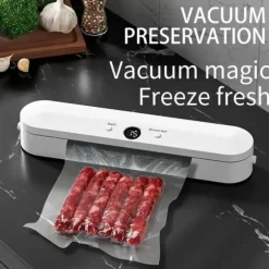 OBOSOE Vakuumförpackare / Vacuum Sealer med 10-Pack Påsar – Automatisk Matförslutare för Torr och Fuktig Mat