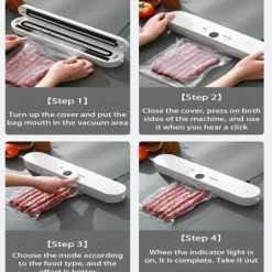 OBOSOE Vakuumförpackare / Vacuum Sealer med 10-Pack Påsar – Automatisk Matförslutare för Torr och Fuktig Mat