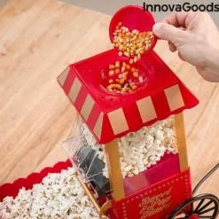Oljefri popcornmaskin 1200W röd - Enkel popcornberedning och originaldesign
