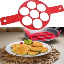 Omelettform Silikon Frukost DIY Form Äggform Leende Ansikte Pannkaka Verktyg Ägg Ring Röd