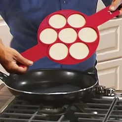 Omelettform Silikon Frukost DIY Form Äggform Leende Ansikte Pannkaka Verktyg Ägg Ring Röd