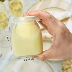 10-pack - 200 ml glasburk med lock, transparent glaspuddingburk med PE-lock, används för yoghurt, pudding, mjölk, sylt, mousse etc.