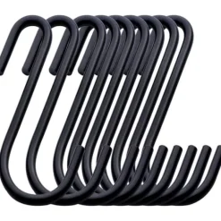 20-pack 10 cm svarta S-krokar för att hänga upp tunga garderobsjeans, stekpannor, kläder, väskor och handdukar