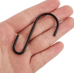 20-pack 10 cm svarta S-krokar för att hänga upp tunga garderobsjeans, stekpannor, kläder, väskor och handdukar