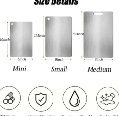 3-Pack Dubbel­sida Skärbrädor i Rostfritt Stål – Mögelresistenta & Vattentåliga Skärbrädor för Kök