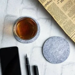 10-Pack Glasunderlägg i Filt med Hållare Grå