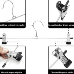 20-pack kjolhängare med justerbar halkfri byxklämma Platsbesparande metallhängare för jeans, 35 cm