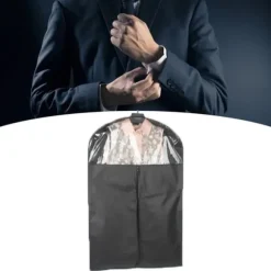 2-pack klädförvaringspåsar med genomskinligt fönster, non-woven tyg, 120x60 cm