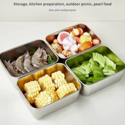 10-pack Matlådor i Rostfritt Stål med Lock – 580ml Förvaring – Tätslutande Lunchlådor för Kyl, Frys, Picknick & Camping – 14x11x5,5 cm – Silver