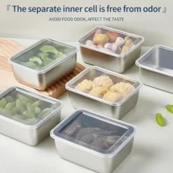 10-pack Matlådor i Rostfritt Stål med Lock – 580ml Förvaring – Tätslutande Lunchlådor för Kyl, Frys, Picknick & Camping – 14x11x5,5 cm – Silver