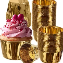 50-Pack Muffinsformar Bakformar Guld