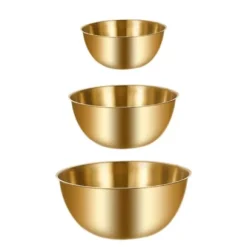 3-pack rostfria skålar - för bakning, matlagning, sallad, frukt, blandning (guld)