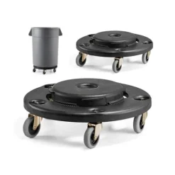 2-pack Rund Papperskorgs-Dolly, Passar 20, 32, 44, 55 Gal Sopbehållare, Robust och Lätt att Flytta
