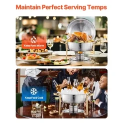 4-pack Skavskålar på 5 Qt, Bufféset i Full Storlek, Runda Pan i Rostfritt Stål