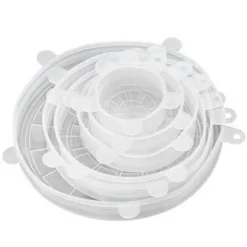 6-pack återanvändbara silikonsträckbara lock - Högtemperaturbeständig - Rund - Kylskåp, mikrovågsugn, ugnsskydd