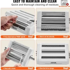 Pastatillsats, 3-i-1 rostfritt stål pastarulle- och skärset, 25,5x14,3x5,4 cm, rostfritt stål