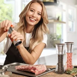 Peppar- och Saltkvarn - Pepparkvarn - Manuell Pepparkvarn - Justerbar Korns Storlek - 2PCS