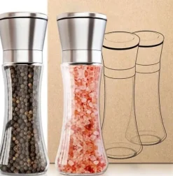 Peppar- och Saltkvarn - Pepparkvarn - Manuell Pepparkvarn - Justerbar Korns Storlek - 2PCS