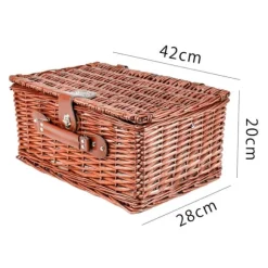 Picknickkorg - 4 personer - 29 stycken - flätad korg - 42x28x20cm