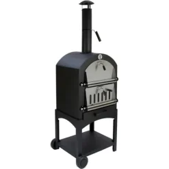 Pizzaugn med Regnskydd och 30 cm Pizzaspade Utomhusugn Stenugnsbakning Pizzasten Pizzaskärare Grillning Pizza 2 Hjul och Handtag Portabel Utomhusbruk | CDON