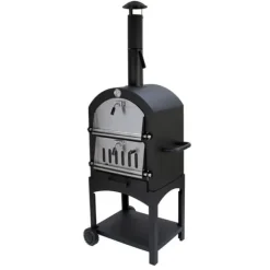 Pizzaugn med Regnskydd och 30 cm Pizzaspade Utomhusugn Stenugnsbakning Pizzasten Pizzaskärare Grillning Pizza 2 Hjul och Handtag Portabel Utomhusbruk | CDON