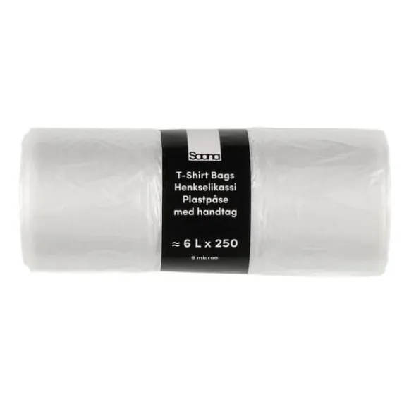 Plastpåse med handtag 6L - 250-pack för livsmedelsbruk