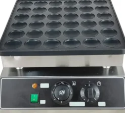 Poffertjes-/Minipannkaksmaskin - Elektrisk Bordsmodell - 36 Hål - Gjutjärn Med Nonstickbeläggning - 1 kW - Termostat 50–300 °C - För Hem & Café