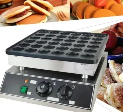Poffertjes-/Minipannkaksmaskin - Elektrisk Bordsmodell - 36 Hål - Gjutjärn Med Nonstickbeläggning - 1 kW - Termostat 50–300 °C - För Hem & Café
