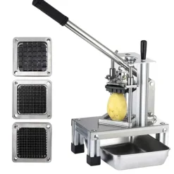 Pommes Frites Skärare, Kommersiell Kvalitet, 3 Rostfria Stålblad, Silver