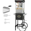 Popcornmaskin med vagn, 850W, 8 oz, svart - Snabb uppvärmning, hög kapacitet, perfekt för fest och biokvällar