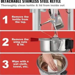 Popcornmaskin med vagn, 850W, 8 oz, svart - Snabb uppvärmning, hög kapacitet, perfekt för fest och biokvällar