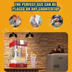 Popcornmaskin 300W 2,5 Oz, Bordsskiva, Röd, Snabb och Lätt Att Använda, Perfekt för Filmkvällar och Fester