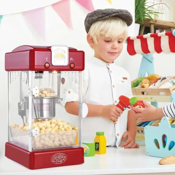 Popcornmaskin 300W 2,5 Oz, Bordsskiva, Röd, Snabb och Lätt Att Använda, Perfekt för Filmkvällar och Fester