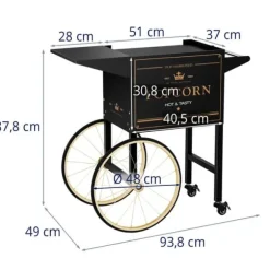 Popcornmaskinvagn - 51 x 37 cm - svart & guld - Royal Catering