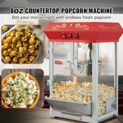 Popcornpopper 850W, röd bänkskivemodell 8 Oz, 48 koppar, snabb uppvärmning, perfekt för hemmakvällar och fest, enkel att använda