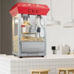 Popcornpopper 850W, röd bänkskivemodell 8 Oz, 48 koppar, snabb uppvärmning, perfekt för hemmakvällar och fest, enkel att använda