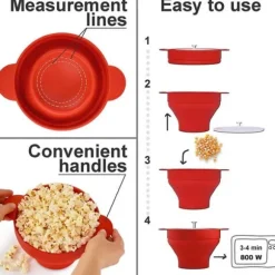 Popcornskål Silikon Microskål för Popcorn – Hopfällbar