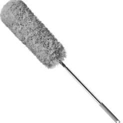 Praktisk dammvippa av mikrofiberfjäder med teleskophandtag i grått - 81 (256) x 13 cm - böjbar borttagbar tvättbar