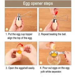 Praktisk äggskärare i rostfritt stål för kokt äggskalöppnare