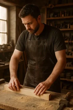 PREMIUM SKINNFÖRKLÄDE GRILL / BBQ / BARISTA / KOCK / FRISÖR FÖRKLÄDE BRUN VINTAGE