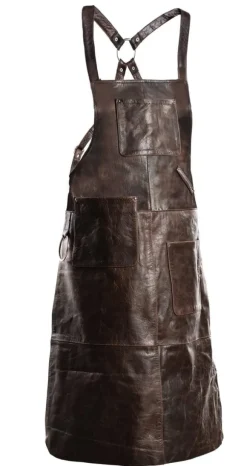 PREMIUM SKINNFÖRKLÄDE GRILL / BBQ / BARISTA / KOCK / FRISÖR FÖRKLÄDE BRUN VINTAGE