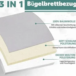 Premium strykbrädeskydd för snabb och enkel strykning, lämplig för ångstrykjärn, 41 cm x 120 cm