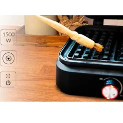 Professionell Vaffeljärn för 2 Tjocka Belgiska Vafflor, Non-stick Plåtar MPM MGO-40 1500W Svart 13965