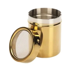 Pulverskakare i rostfritt stål, rostbeständig guld, finmaskig pulversockerskakare för kök