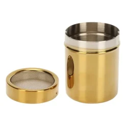 Pulverskakare i rostfritt stål, rostbeständig guld, finmaskig pulversockerskakare för kök