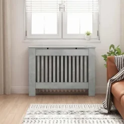 Radiatorlock Betonggrå 112 x 19 x 81,5 cm Konstruerat trä