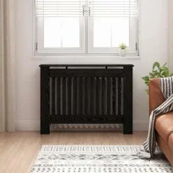 Radiatorlock Svart Ek 112 x 19 x 81,5 cm Konstruerat trä