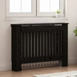 Radiatorlock Svart Ek 112 x 19 x 81,5 cm Konstruerat trä